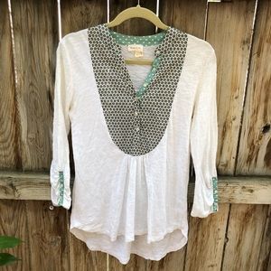 Anthropologie Meadow Rue blouse white green XS